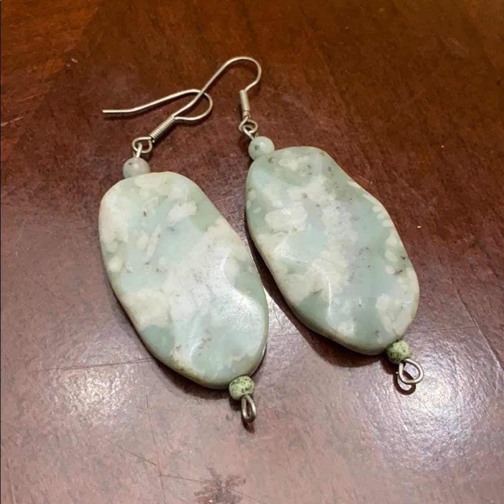 Green stone earrings